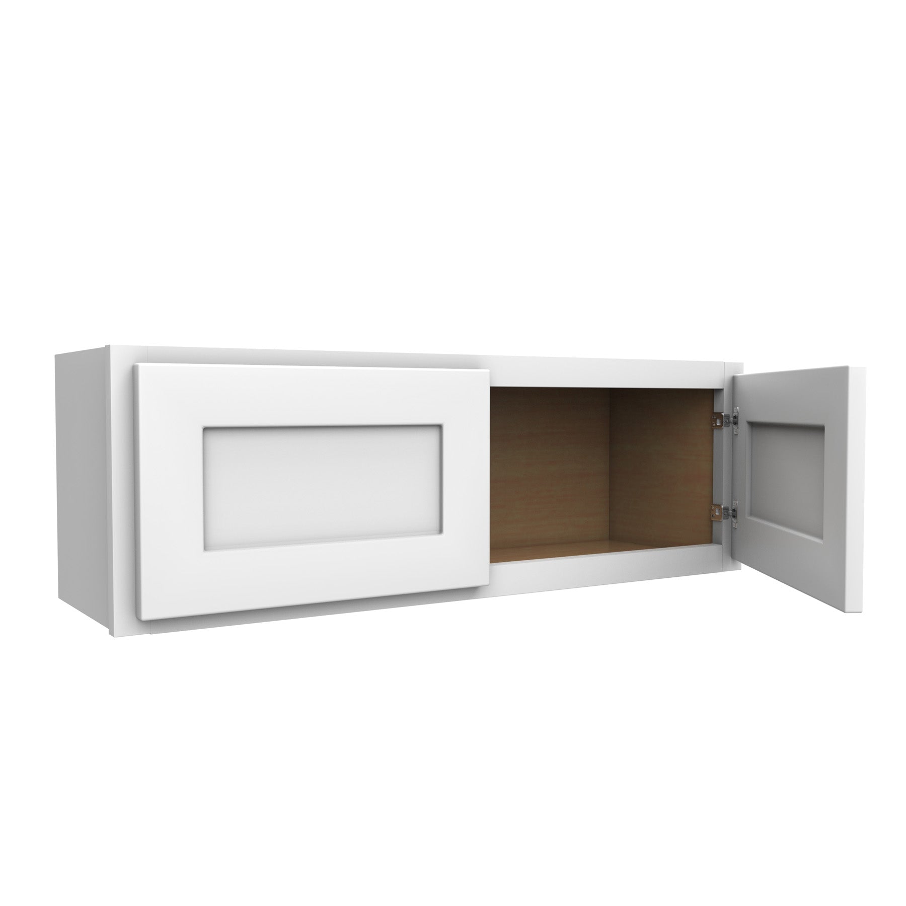 12 Inch High Double Door Wall Cabinet - Luxor White Shaker - Ready To Assemble, 36"W x 12"H x 12"D