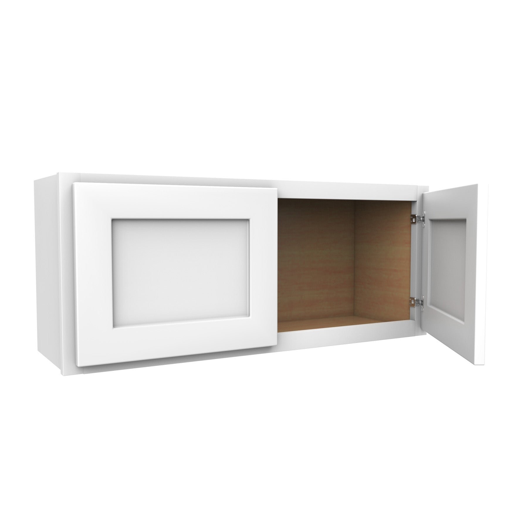 15 Inch High Double Door Wall Cabinet - Luxor White Shaker - Ready To Assemble, 36"W x 15"H x 12"D