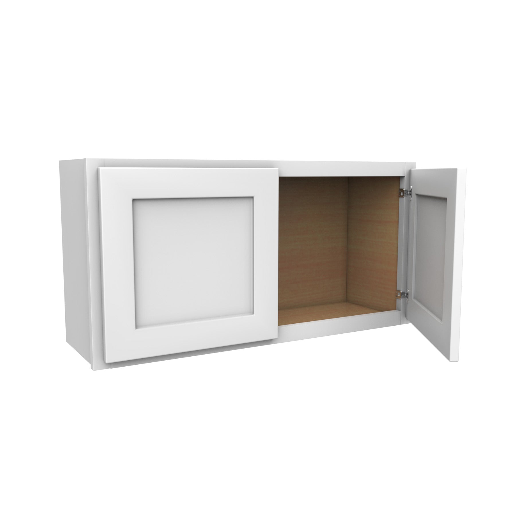 18 Inch High Double Door Wall Cabinet - Luxor White Shaker - Ready To Assemble, 36"W x 18"H x 12"D