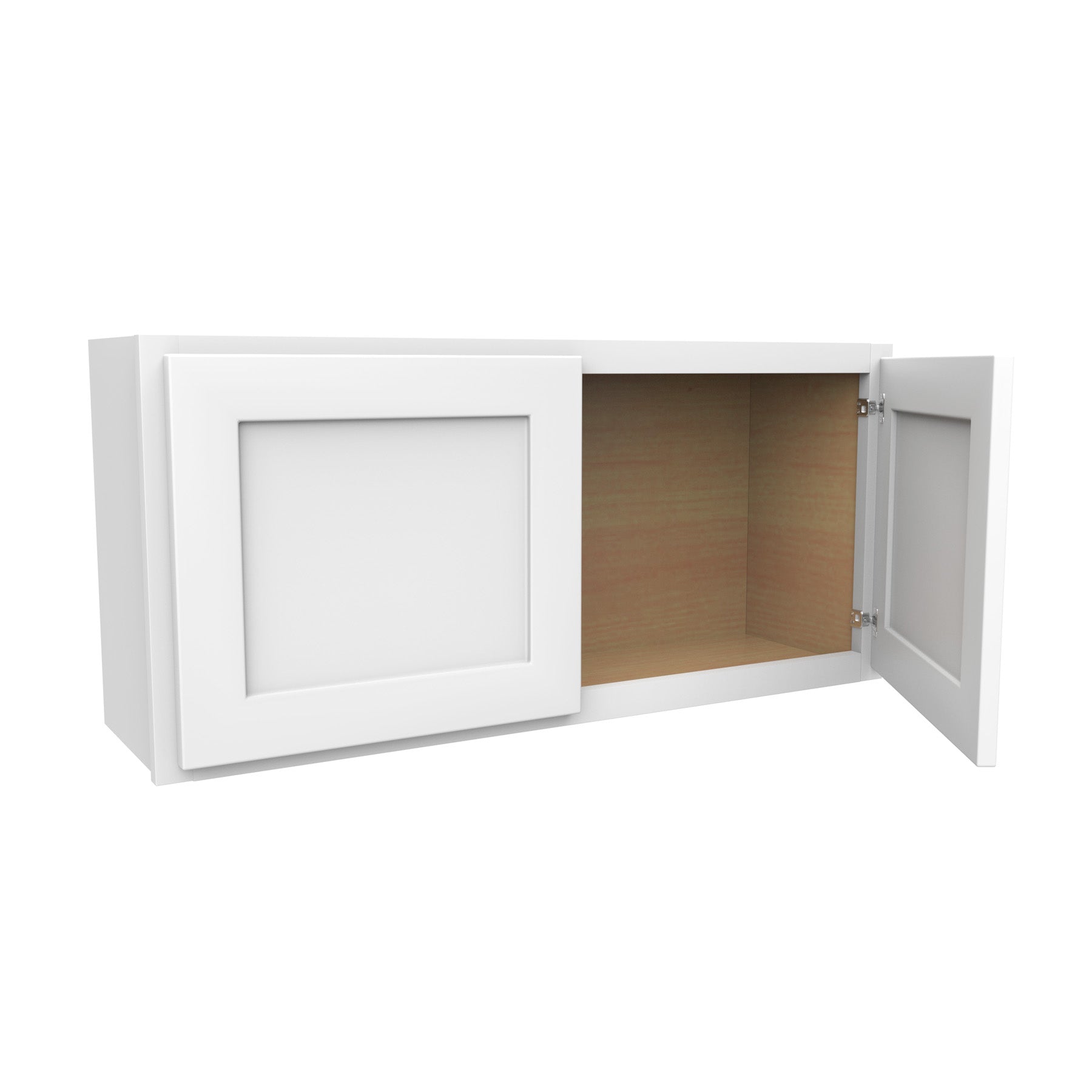 18 Inch High Double Door Wall Cabinet - Luxor White Shaker - Ready To Assemble, 39"W x 18"H x 12"D