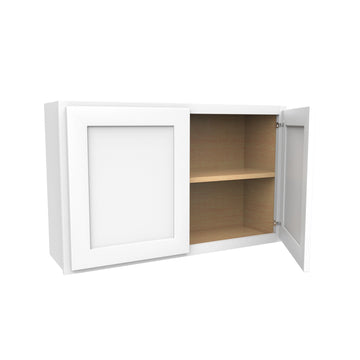 24 Inch High Double Door Wall Cabinet - Luxor White Shaker - Ready To Assemble, 39"W x 24"H x 12"D