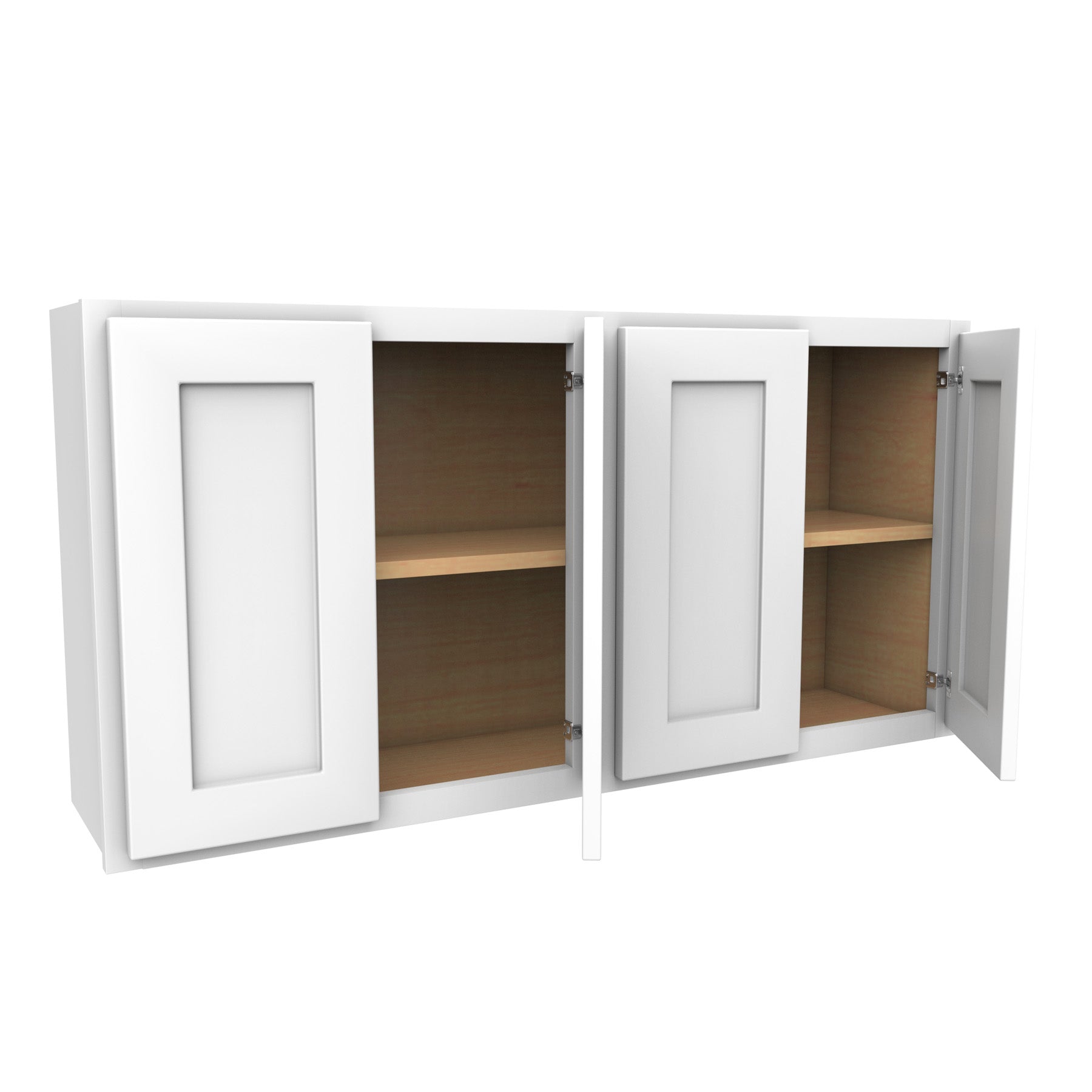24 Inch High 4 Door Wall Cabinet - Luxor White Shaker- Ready To Assemble, 42"W x 24"H x 12"D