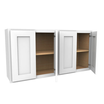 24 Inch High 4 Door Wall Cabinet - Luxor White Shaker- Ready To Assemble, 42"W x 24"H x 12"D