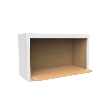 18 Inch High Wall Microwave Cabinet - Luxor White Shaker - Ready To Assemble, 30"W x 18"H x 12"D