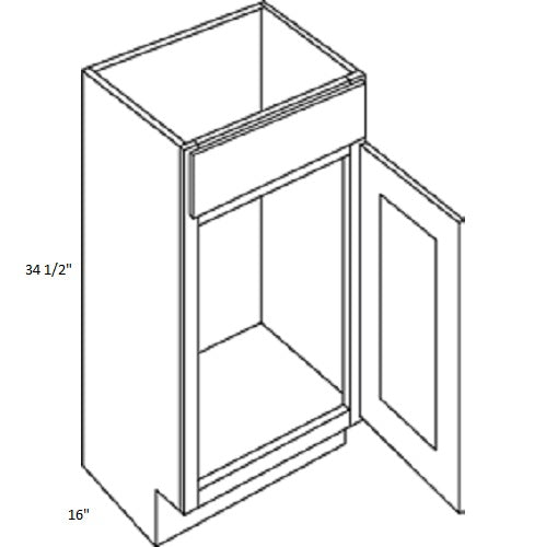 Milano White 1 Door - 18"W x 34.5"H x 16"D - Vanity Base Cabinet