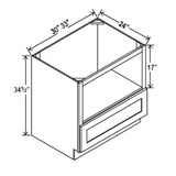 Microwave Base Cabinet - 30W x 34.5H x 24D - Grey Shaker Cabinet