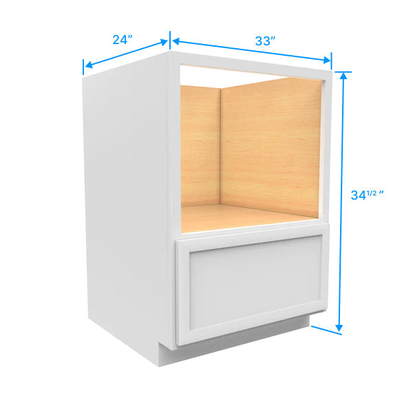 Microwave Base Cabinet - 33W x 34-1/2H x 24D - Aria White Shaker - RTA