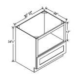 Microwave Base Cabinet - 33W x 34.5H x 24D - Grey Shaker Cabinet