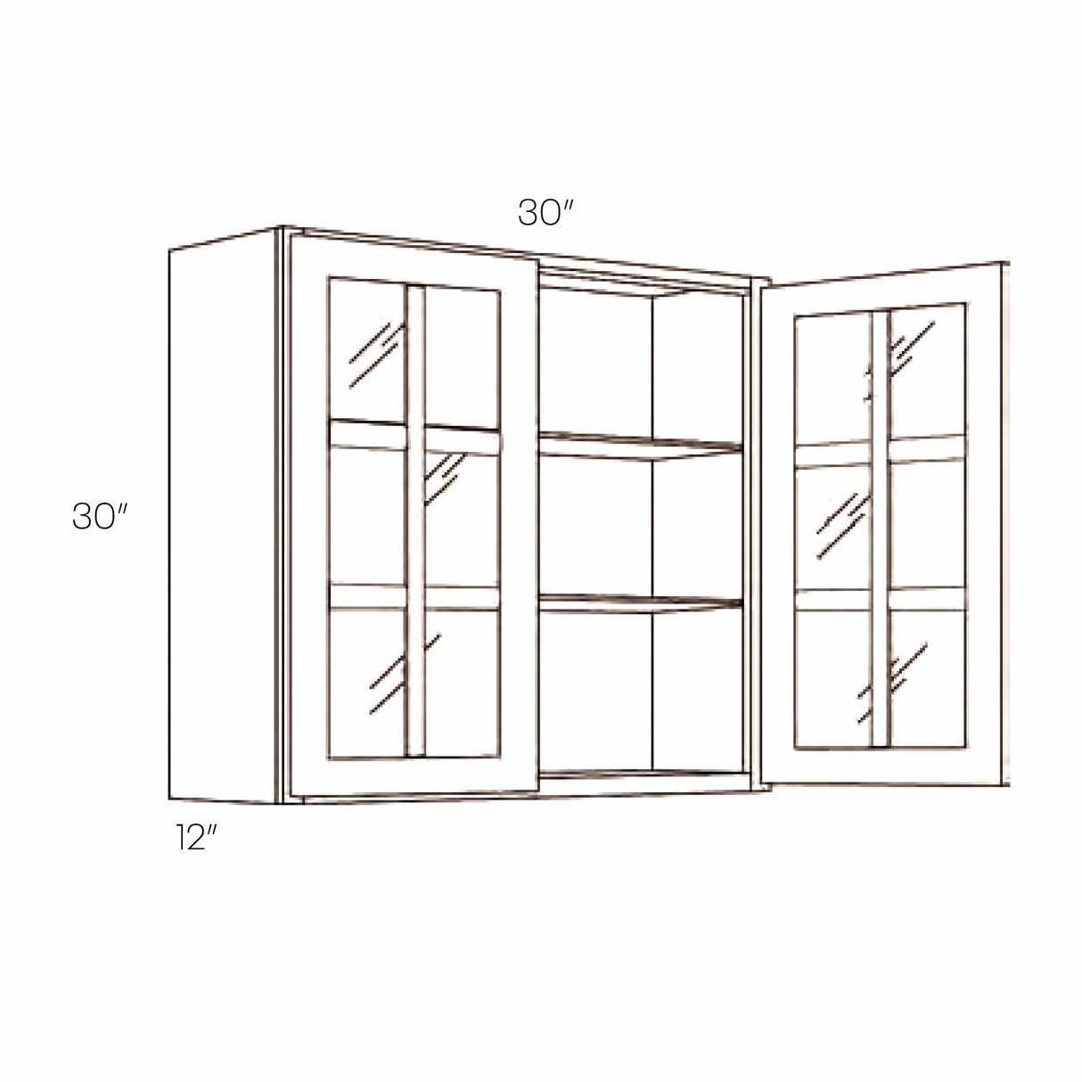 Park Avenue White - Glass Wall Cabinet | 30"W x 30"H x 12"D