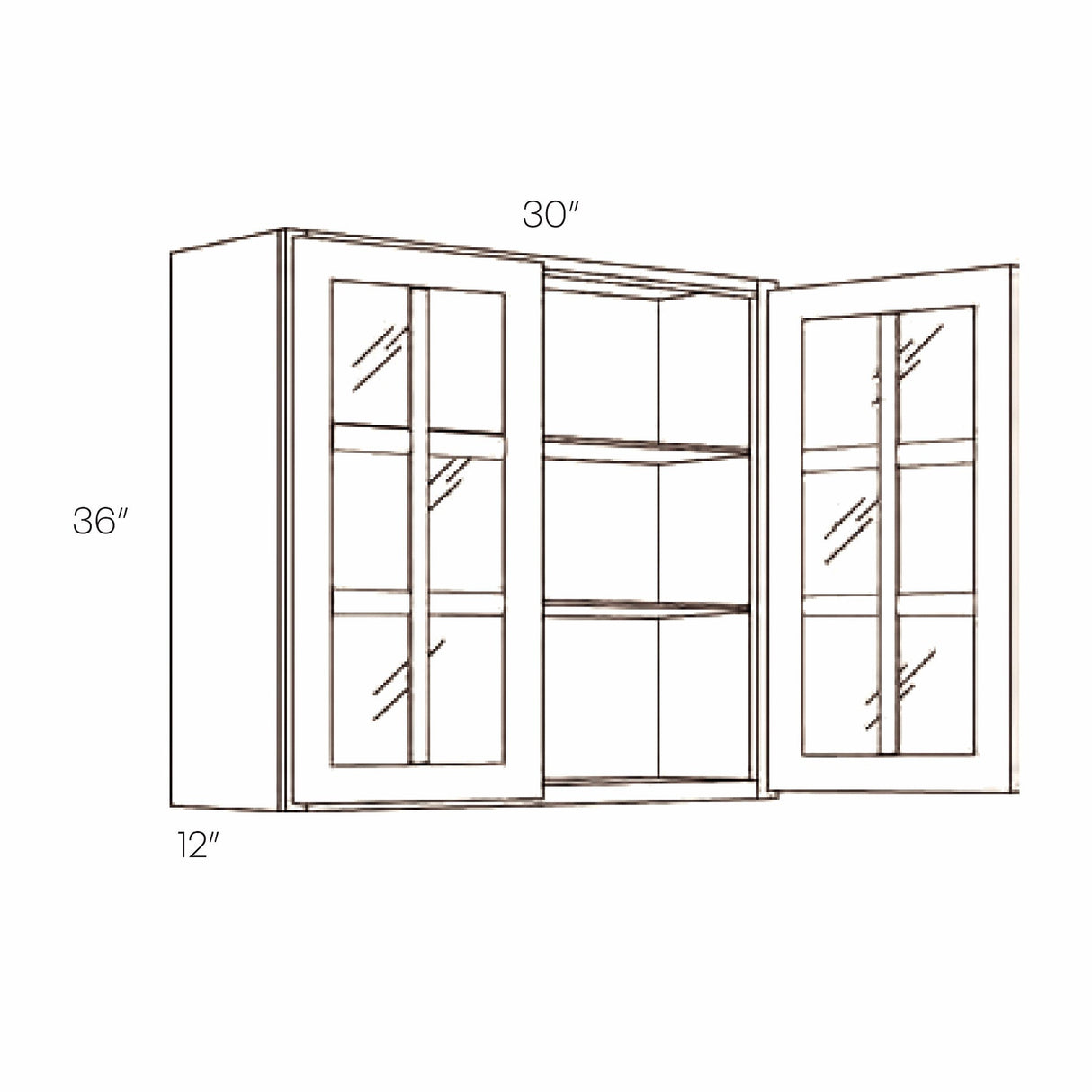 Park Avenue White - Glass Wall Cabinet | 36"W x 30"H x 12"D