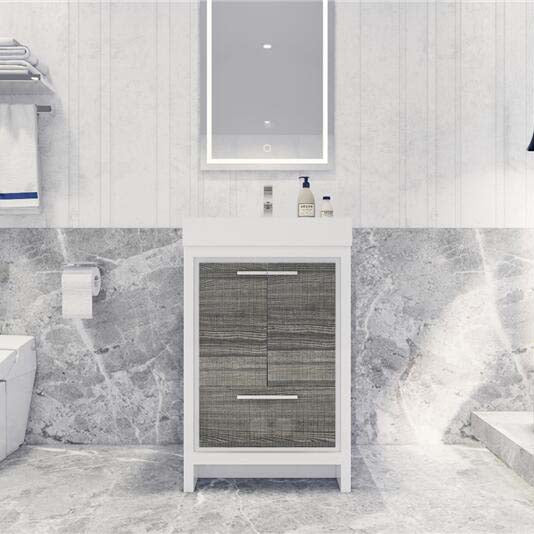 Modern Ashley Freestanding Bathroom Vanity With Acrylic Single Sink, 2 Door & Drawer