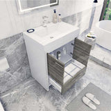 Modern Ashley Freestanding Bathroom Vanity With Acrylic Single Sink, 2 Door & Drawer