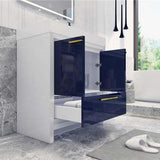 Modern Ashley Freestanding Bathroom Vanity With Acrylic Single Sink, 2 Door & Drawer