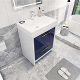 Modern Ashley Freestanding Bathroom Vanity With Acrylic Single Sink, 2 Door & Drawer