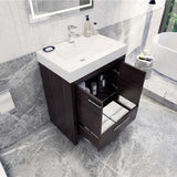 Modern Ashley Freestanding Bathroom Vanity With Acrylic Single Sink, 2 Door & Drawer