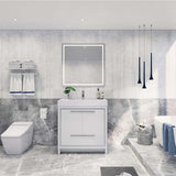 Modern Ashley Freestanding Bathroom Vanity With Acrylic Single Sink, 2 Door & Drawer