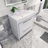 Modern Ashley Freestanding Bathroom Vanity With Acrylic Single Sink, 2 Door & Drawer