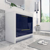 Modern Ashley Freestanding Bathroom Vanity With Acrylic Single Sink, 2 Door & Drawer