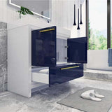 Modern Ashley Freestanding Bathroom Vanity With Acrylic Single Sink, 2 Door & Drawer