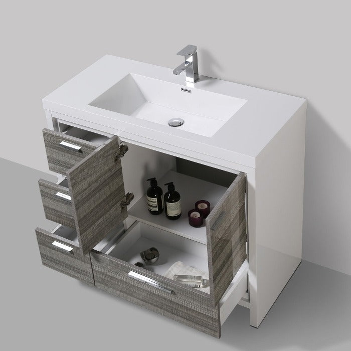 Divine Freestanding Bathroom Vanity With Acrylic Sink, Soft Closing Doors & Drawers - BUILDMYPLACE