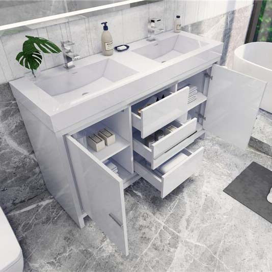 Elegant Ashley Freestanding Bathroom Vanity With Reinforced Double Acrylic Sink, Soft Closing Drawers & Doors