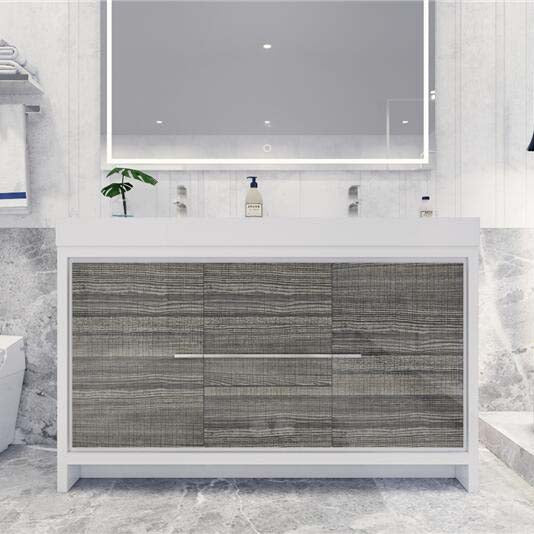 Elegant Ashley Freestanding Bathroom Vanity With Reinforced Double Acrylic Sink, Soft Closing Drawers & Doors