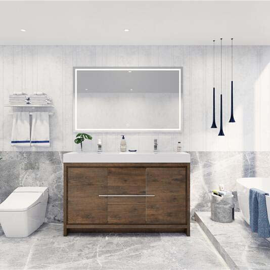 Elegant Ashley Freestanding Bathroom Vanity With Reinforced Double Acrylic Sink, Soft Closing Drawers & Doors