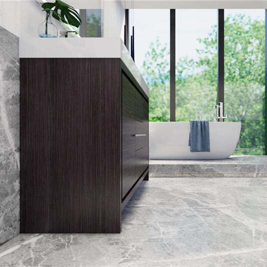 Elegant Ashley Freestanding Bathroom Vanity With Reinforced Double Acrylic Sink, Soft Closing Drawers & Doors