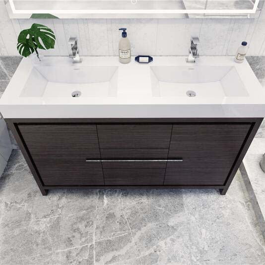 Elegant Ashley Freestanding Bathroom Vanity With Reinforced Double Acrylic Sink, Soft Closing Drawers & Doors