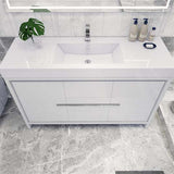 Modern Bathroom Vanity Cabinet With Acrylic Sink, 3 Drawers & 2 Doors