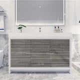 Modern Bathroom Vanity Cabinet With Acrylic Sink, 3 Drawers & 2 Doors