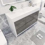 Modern Bathroom Vanity Cabinet With Acrylic Sink, 3 Drawers & 2 Doors