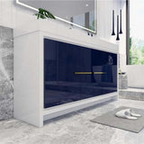 Modern Bathroom Vanity Cabinet With Acrylic Sink, 3 Drawers & 2 Doors