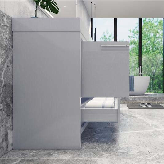 Elegant Ashley Freestanding Bathroom Vanity With Reinforced Double Acrylic Sink, Soft Closing Drawers & Doors