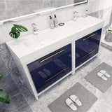 Elegant Ashley Freestanding Bathroom Vanity With Reinforced Double Acrylic Sink, Soft Closing Drawers & Doors