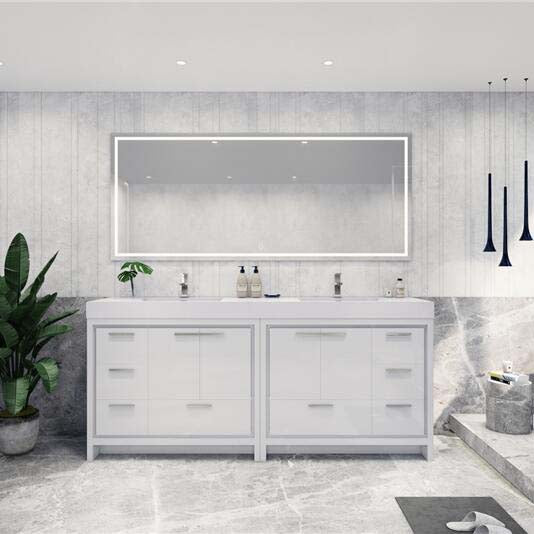 Elegant Ashley Freestanding Bathroom Vanity With Reinforced Double Acrylic Sink, Soft Closing Drawers & Doors