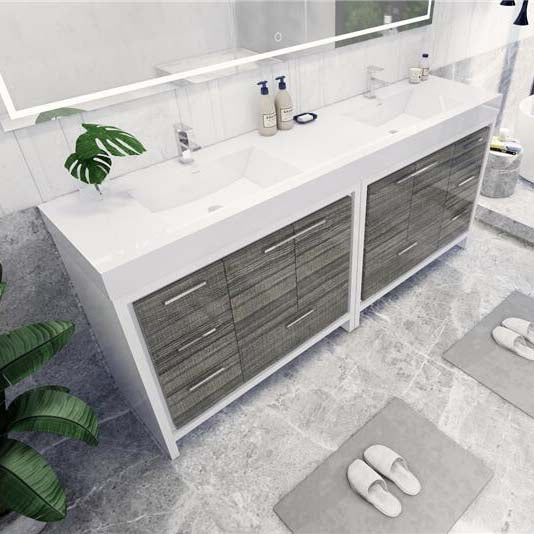 Elegant Ashley Freestanding Bathroom Vanity With Reinforced Double Acrylic Sink, Soft Closing Drawers & Doors