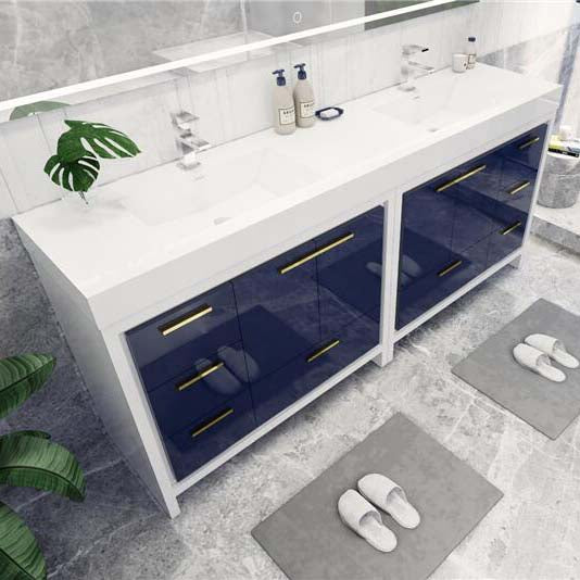 Elegant Ashley Freestanding Bathroom Vanity With Reinforced Double Acrylic Sink, Soft Closing Drawers & Doors