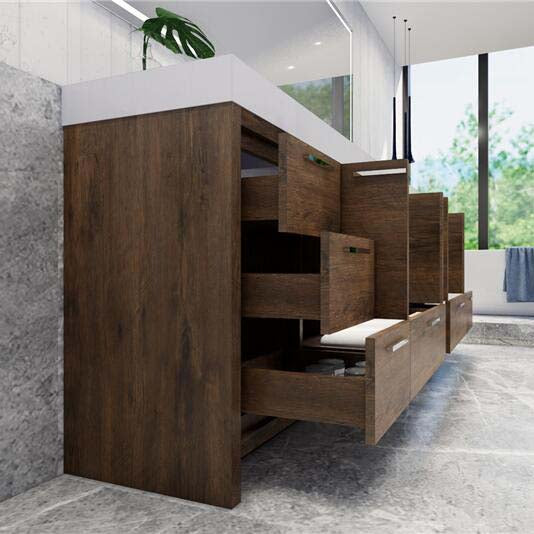 Elegant Ashley Freestanding Bathroom Vanity With Reinforced Double Acrylic Sink, Soft Closing Drawers & Doors