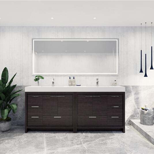 Elegant Ashley Freestanding Bathroom Vanity With Reinforced Double Acrylic Sink, Soft Closing Drawers & Doors