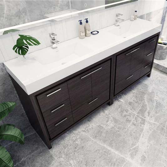 Elegant Ashley Freestanding Bathroom Vanity With Reinforced Double Acrylic Sink, Soft Closing Drawers & Doors