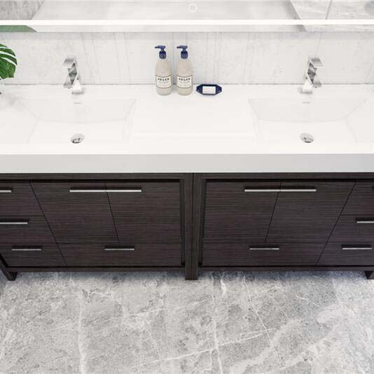 Elegant Ashley Freestanding Bathroom Vanity With Reinforced Double Acrylic Sink, Soft Closing Drawers & Doors