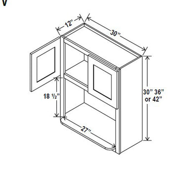 Microwave Oven Cabinet - 30W x 36H x 12D -Charleston White - RTA