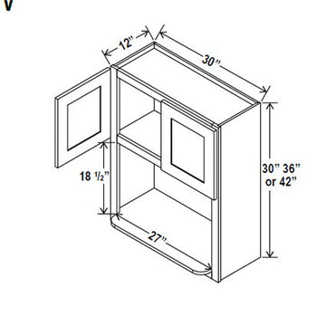 Microwave Oven Cabinet - 30W x 36H x 12D - Grey Shaker Cabinet