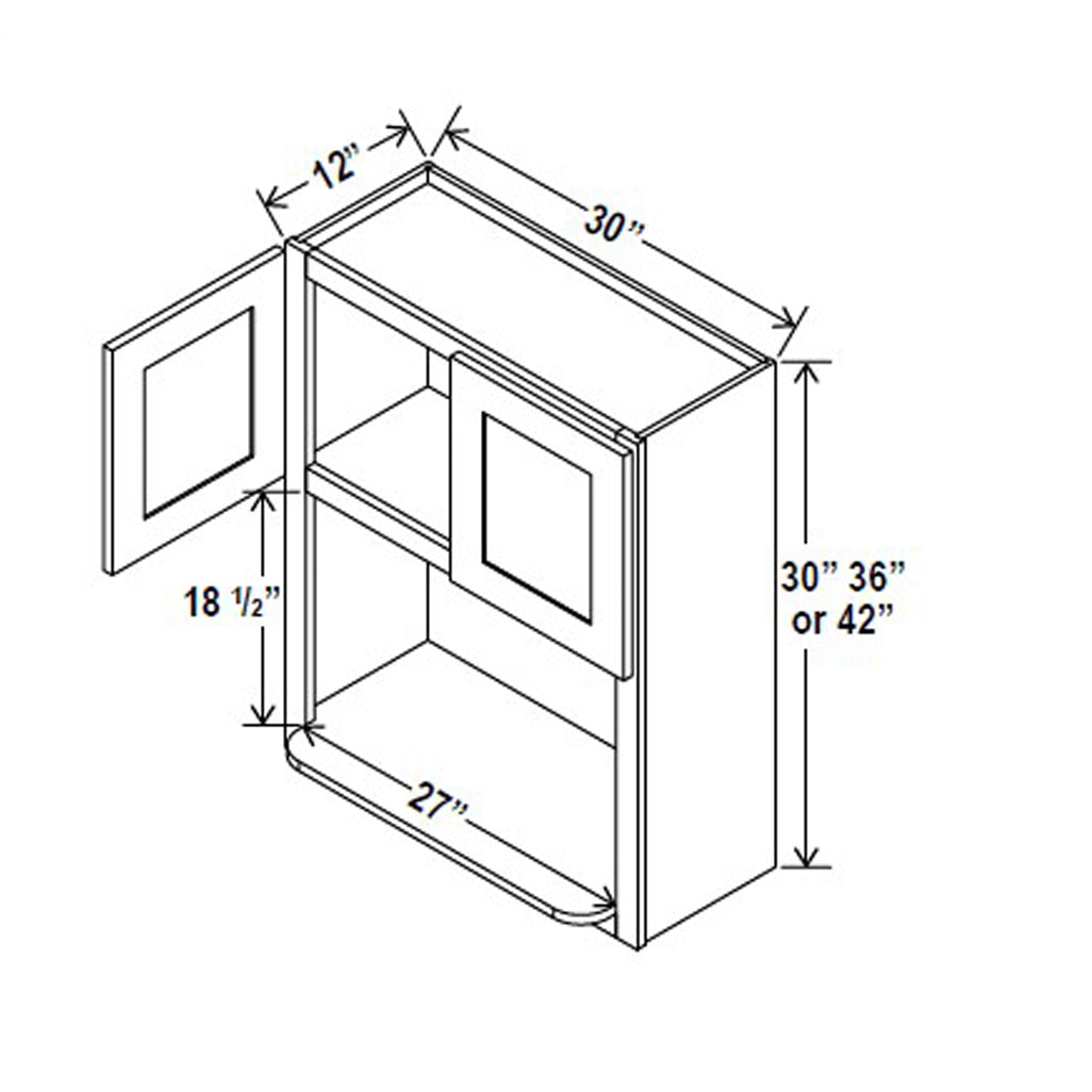 Microwave Oven Cabinet - 30W x 42H x 12D -Charleston White