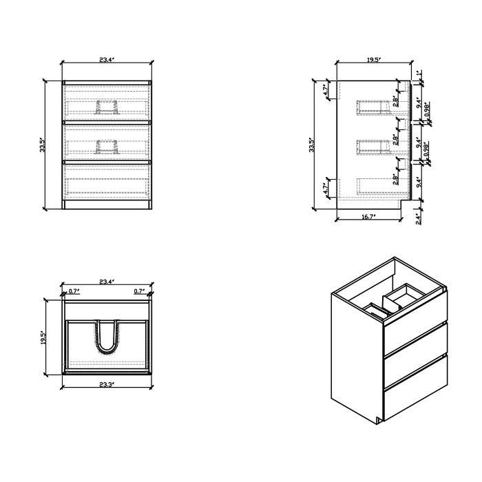 Aramco Freestanding Bathroom Vanity With Acrylic Sink & Drawers