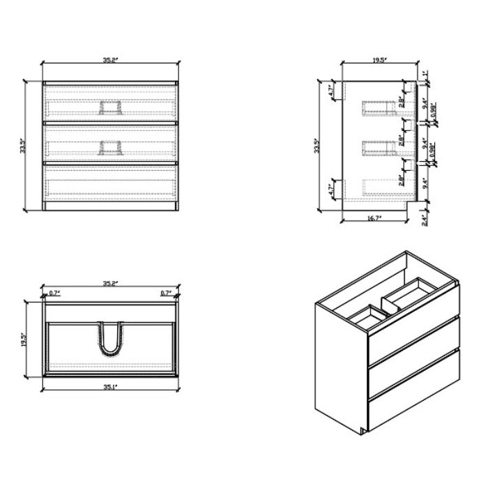 Aramco Freestanding Bathroom Vanity With Acrylic Sink & Drawers