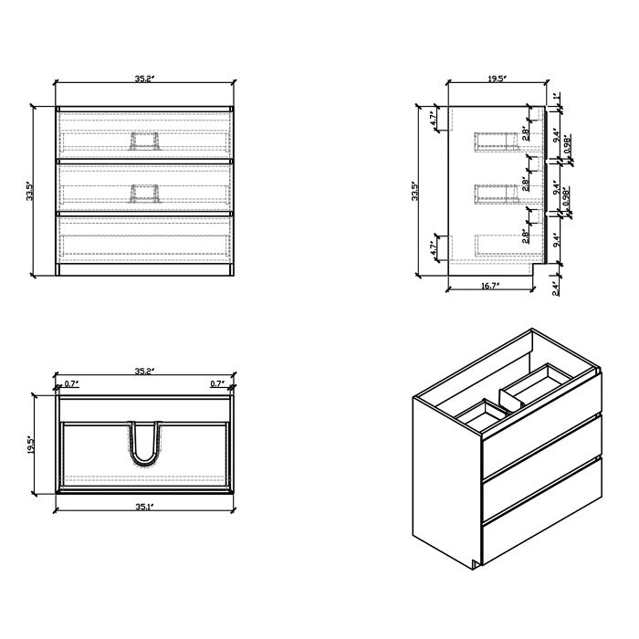 Aramco Freestanding Bathroom Vanity With Acrylic Sink & Drawers