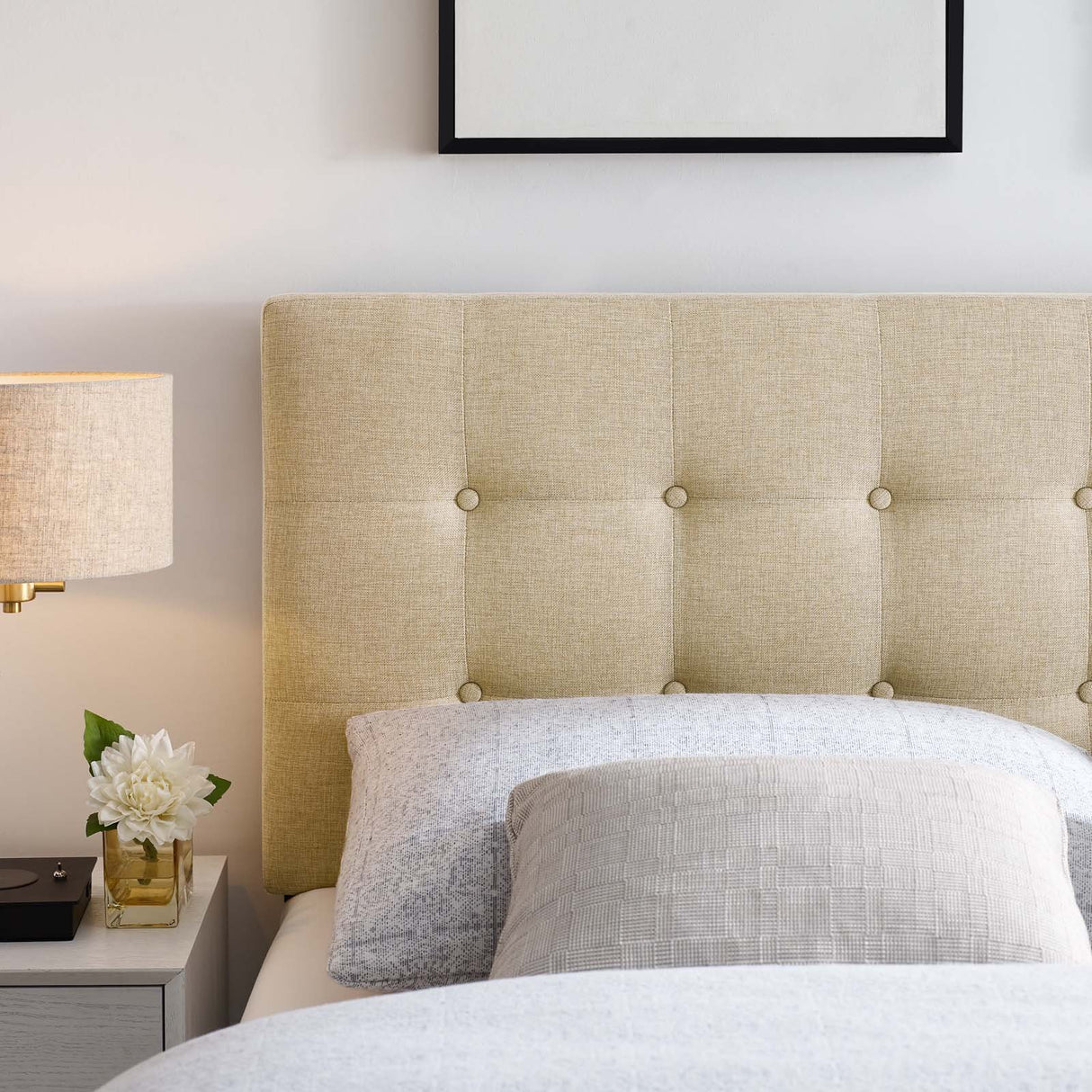 Modern Emily Tufted Performance Headboard - Farmhouse Style Bed Headboard - BUILDMYPLACE