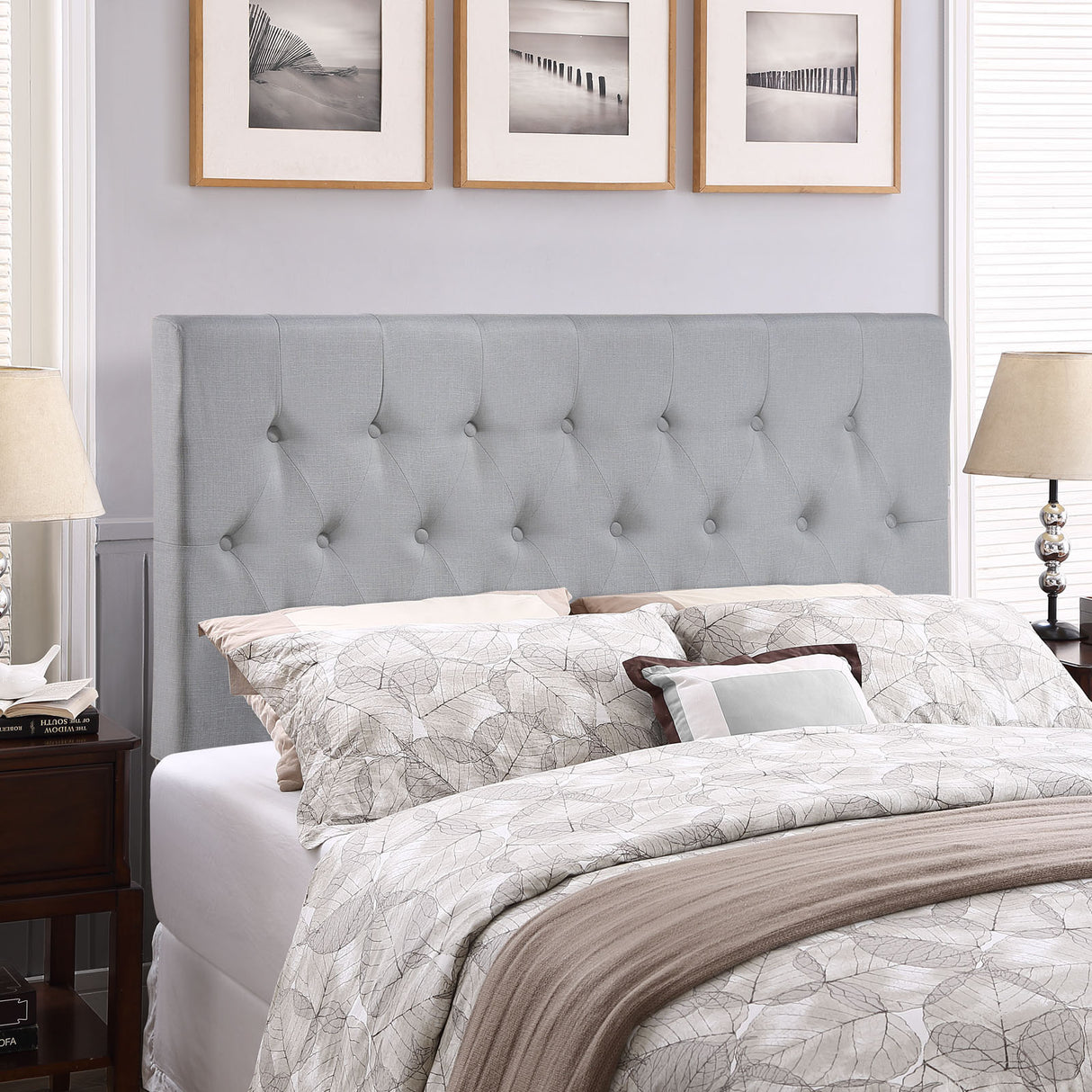 Modern Clique Upholstered Linen Fabric Full Headboard - Rectangular Headboard - BUILDMYPLACE